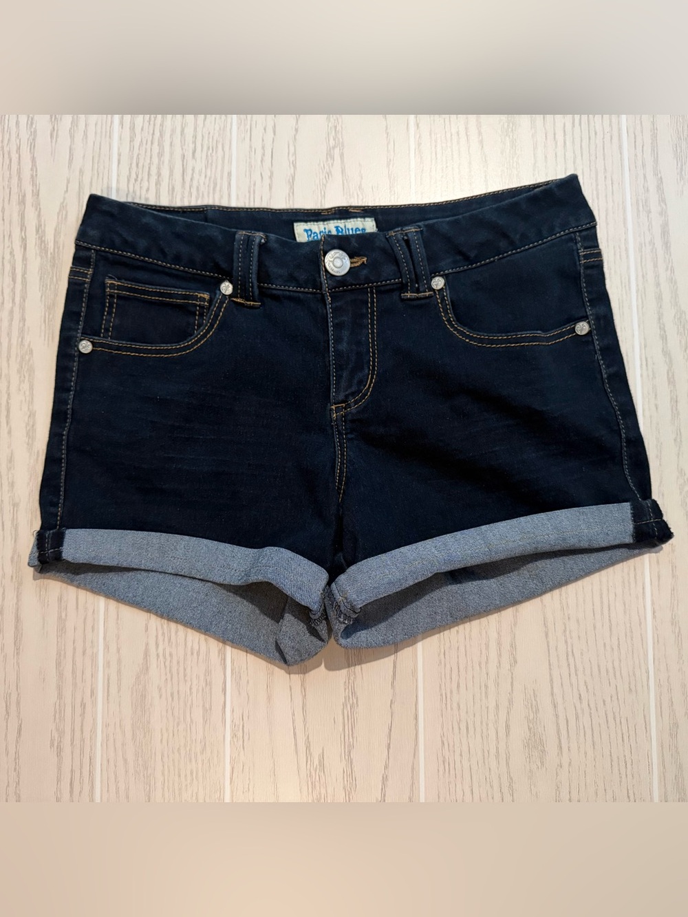 Paris Blues Juniors 11 Dark Wash Cuffed Denim Jean Shorts Y2K